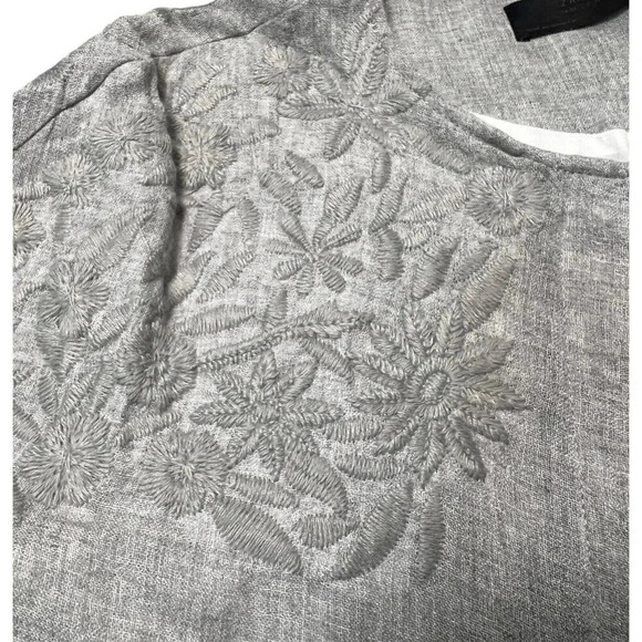 Zara Embroidered Wool Swing Jacket Size Small Zip Front Bell Sleeve Collarless - Picture 2 of 7